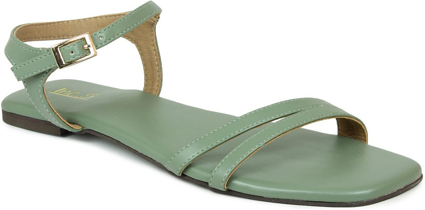 Army green online flat sandals