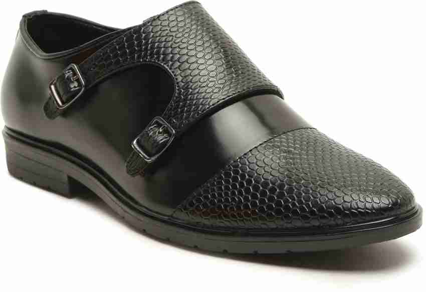 GentWith Henderson Black Patent Leather Monk Strap Shoes