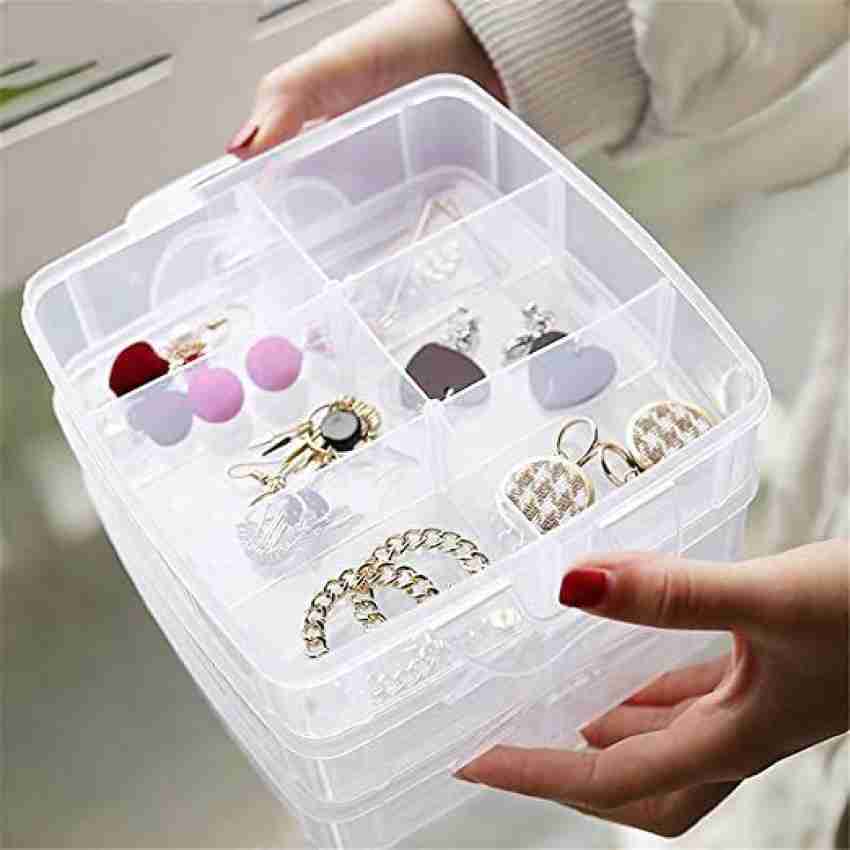 3 Layer Clear Plastic Jewelry Bead Storage Box Organizer Case