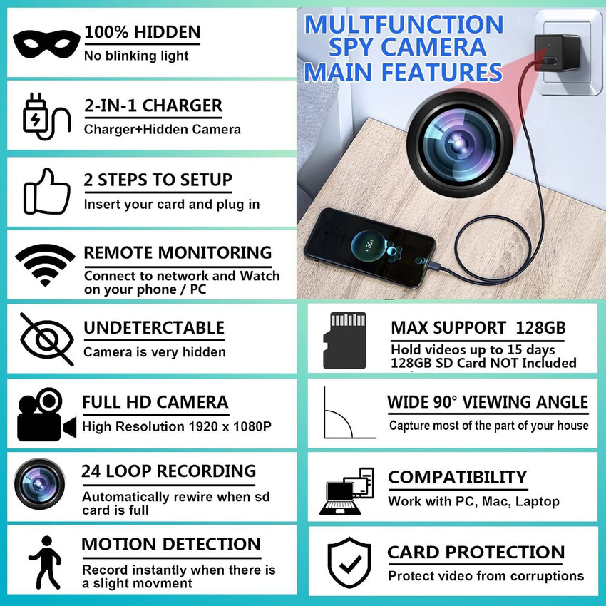 KIFEBITE WiFi 1080P Video Recorder Work 24 Hours Watch Live