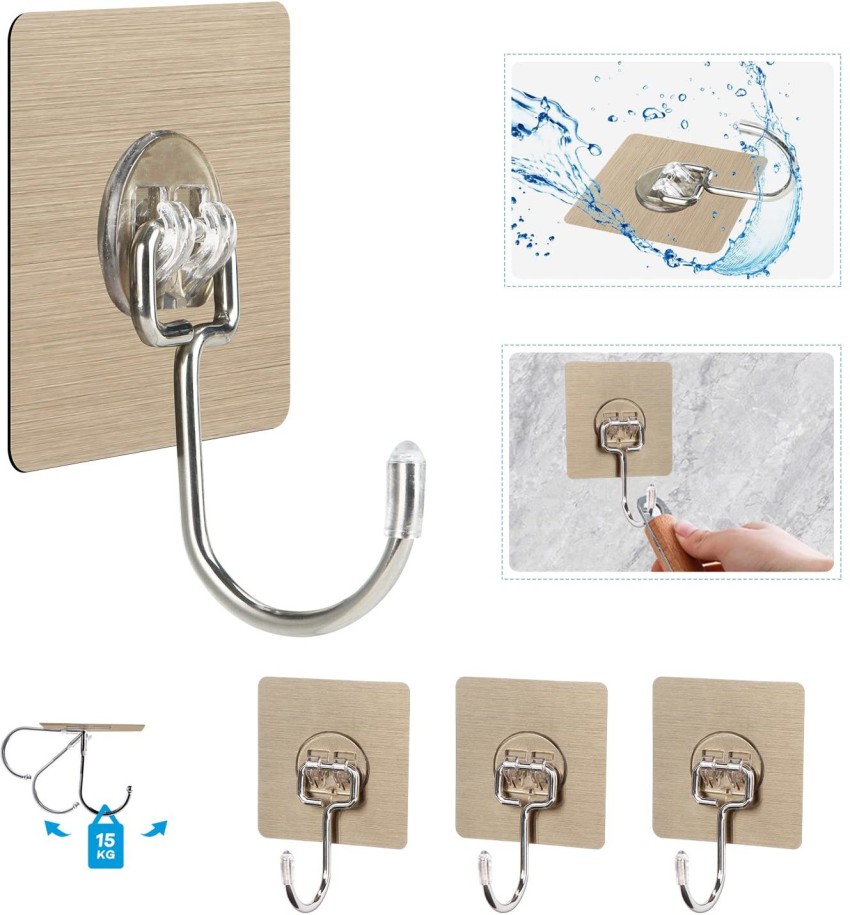 6pk Metal Self Adhesive Hooks Heavy Duty, Small Sticky Hooks for Hanging,  Strong Adhesive Hooks, Wall Hooks for Hanging
