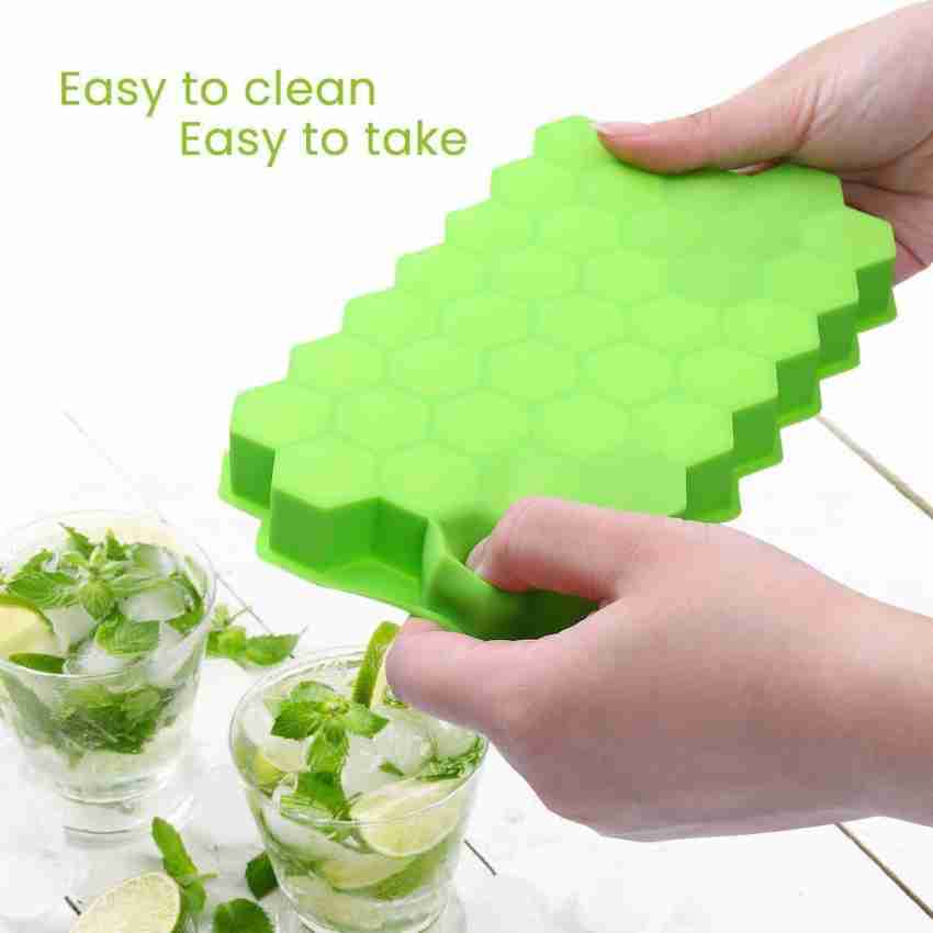 Ice Cube Tray for Freezer with Lid Silicone, 74 Hexagon Shape by