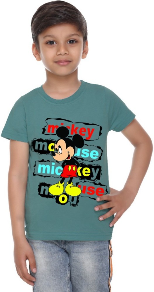 Printed T-shirt - Neon green/Mickey Mouse - Kids