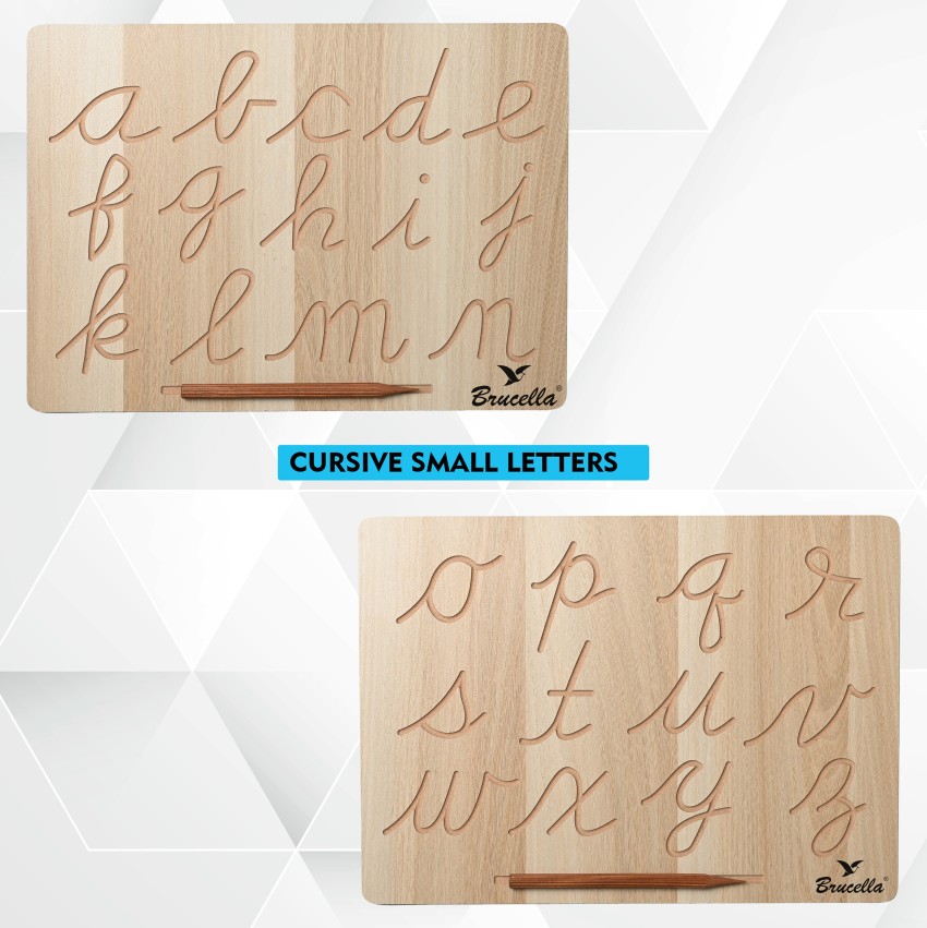 Cursive alphabet tracing board - wooden alphabet board - wooden