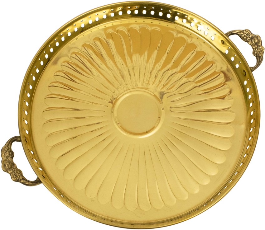 BRACOP® Brass Pooja Thali Set Of 5 Pcs Hindu Aarti Plate Indian