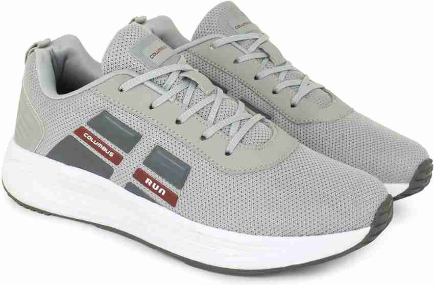 COLUMBUS FASTTRACK M Light Grey Maroon Sports Running Shoes For