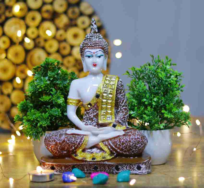 Flipkart Perfect Homes Beautiful Meditating Lord Buddha With Two Artificial  Plant Decorative Showpiece - 23 cm Price in India - Buy Flipkart Perfect  Homes Beautiful Meditating Lord Buddha With Two Artificial Plant Decorative  Showpiece - 23 cm online at