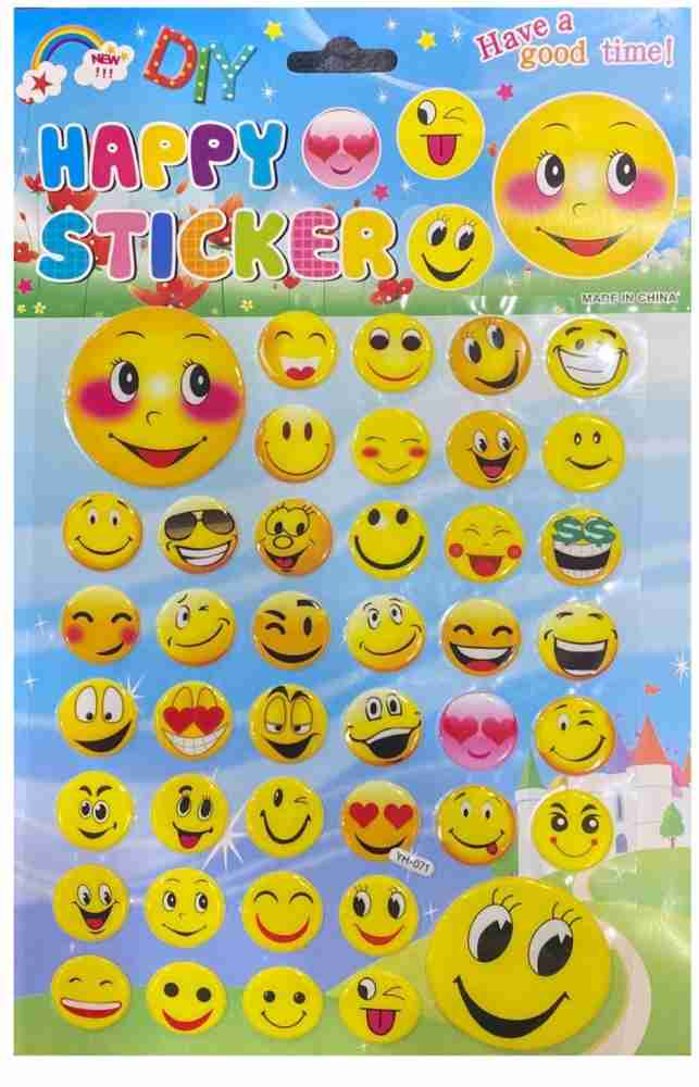 ATC 2.54 cm Happy emoji stickers for kids and adults pack of 2 Removable  Sticker Price in India - Buy ATC 2.54 cm Happy emoji stickers for kids and  adults pack of