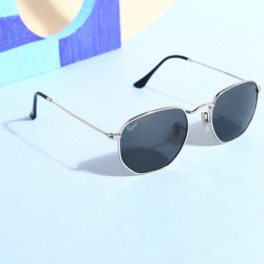 Buy Resist Oval Rectangular Sunglasses Black For Men Women