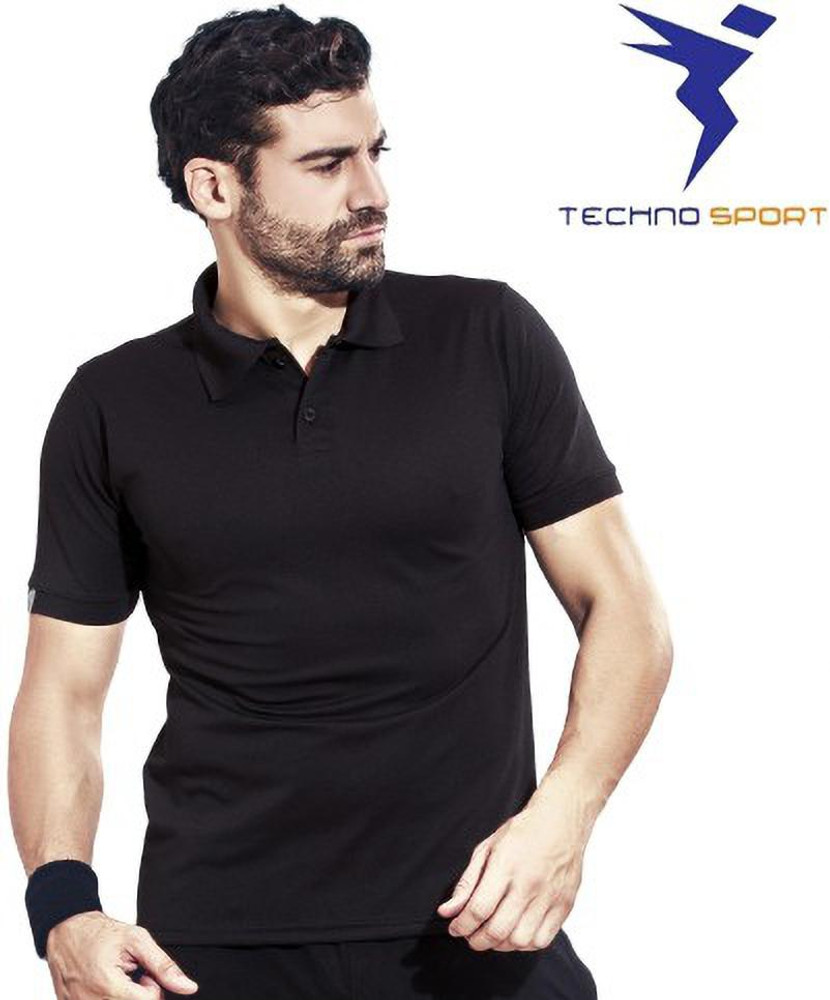 TECHNOSPORT Solid Men Polo Neck Black T Shirt Buy TECHNOSPORT Solid Men Polo Neck Black T Shirt Online at Best Prices in India Flipkart