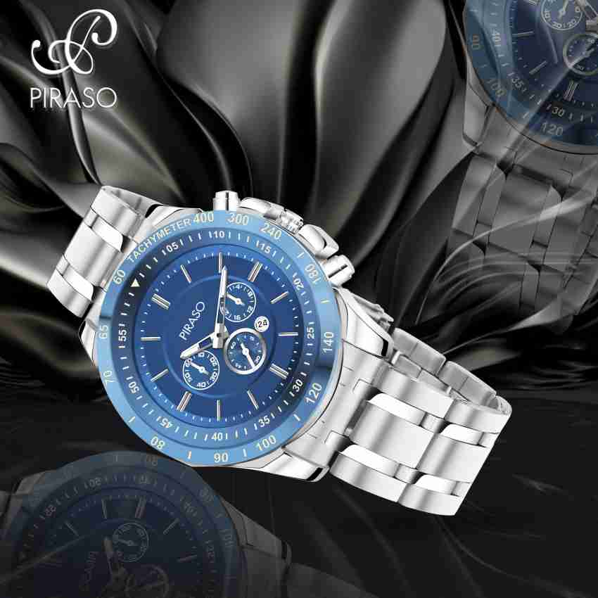 PIRASO RSSL 2022 BLUE SILVER STAINLESS STEEL CHRONO WORKING