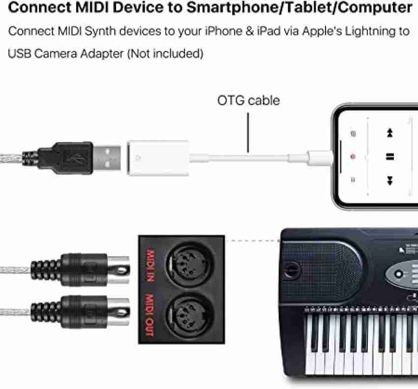 Lightning to USB-B Midi Cable for iPad/iPhone,USB Type B Midi Cord for  iPad/iPhone Work with Electronic Music Instrument/Piano/Midi  Keyboard/Recording
