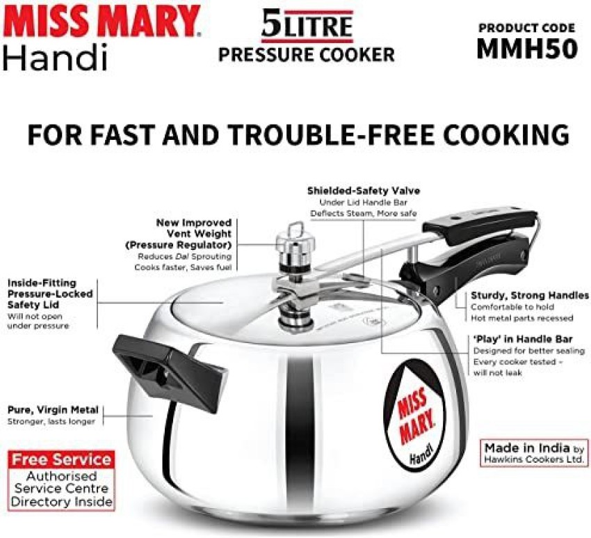 Hawkins MISS MARY HANDI 5L ALUMINIUM COOKER WITH Grid 17CMS 5 L