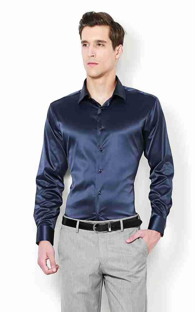 Navy blue shirt party wear on sale
