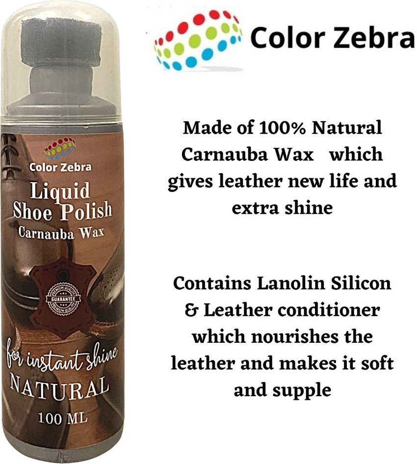 Color Zebra Liquid Shoe Polish Color Black 100 ML and Natural