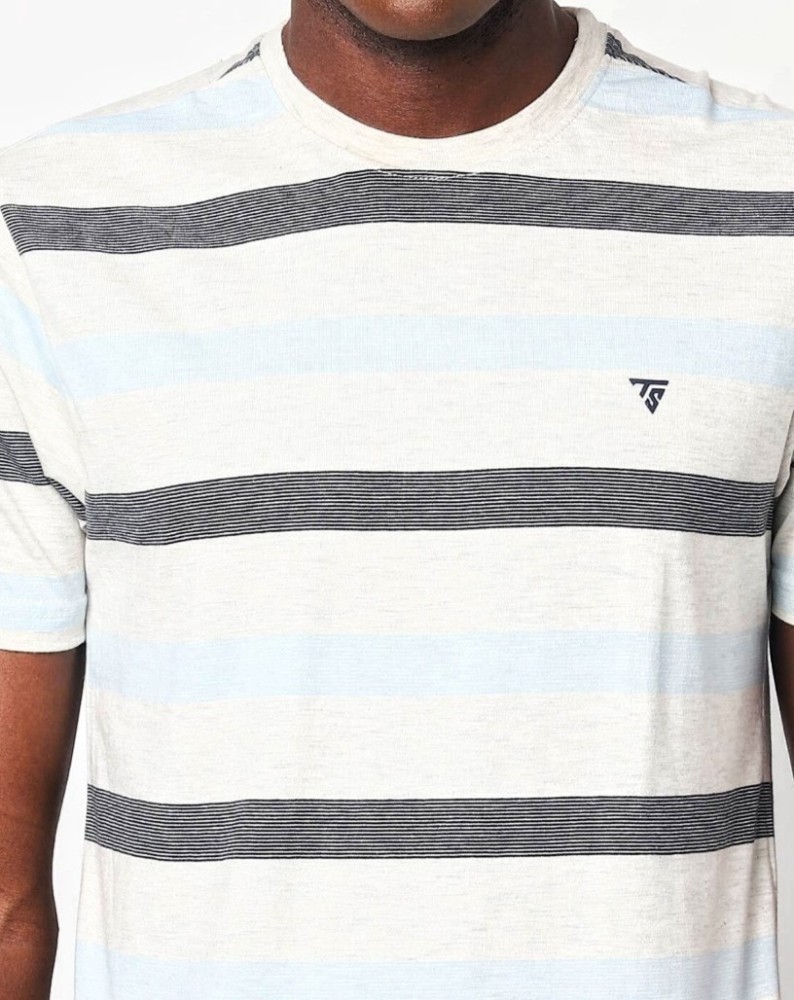 TEAMSPIRIT Striped Men Round Neck Grey T-Shirt - Buy TEAMSPIRIT Striped Men  Round Neck Grey T-Shirt Online at Best Prices in India