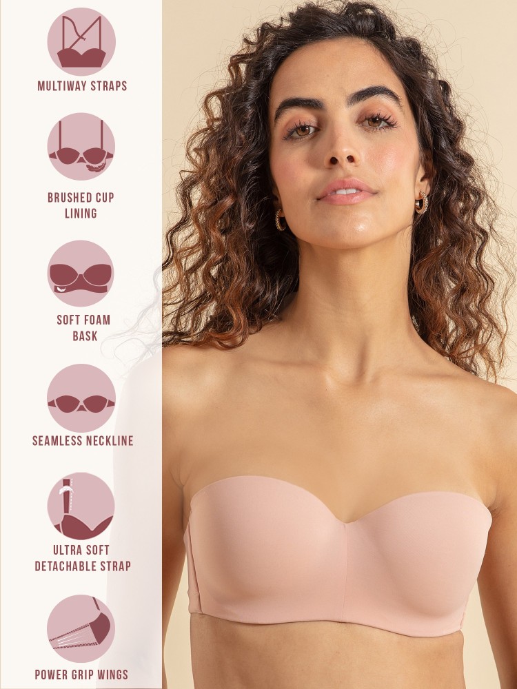 Nykd Strapless Bra-Padded Wired Seamless Comfortable Bra With