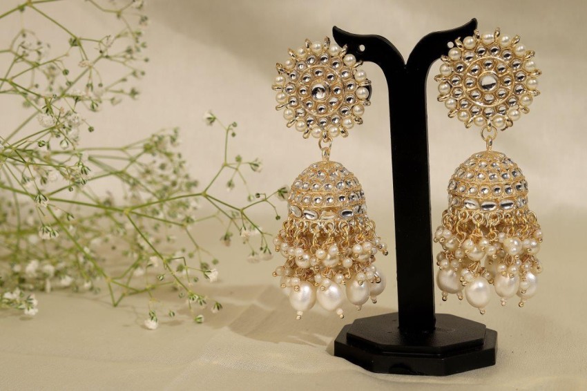 Buy Gold Plated Double Layered Light Weight Jhumkastone Online in India   Etsy