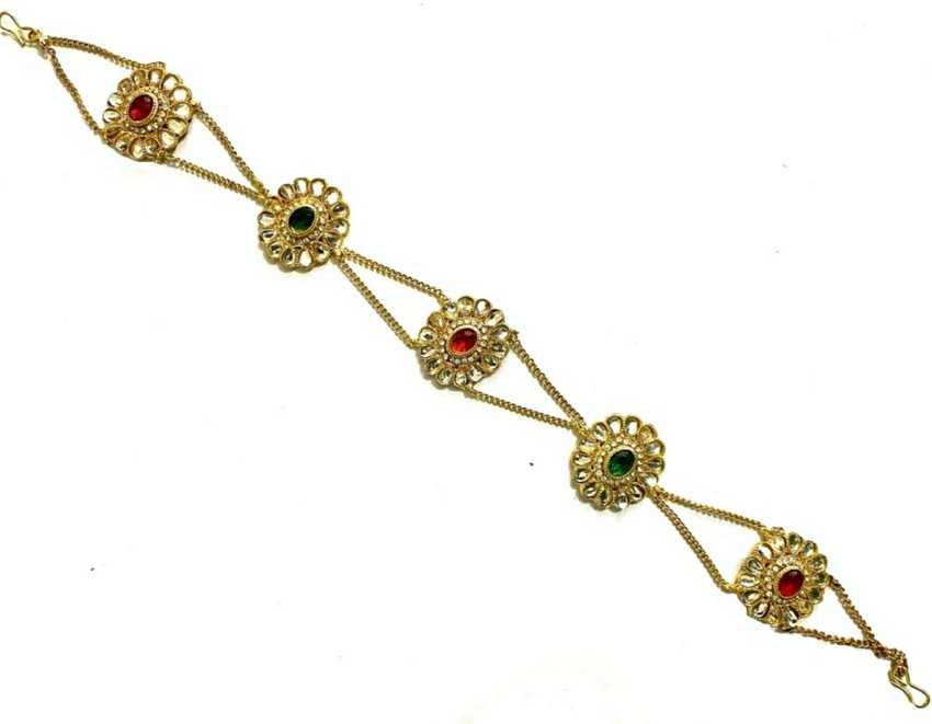 NIKYANKA rajputi jewellery golden green red stone kundan