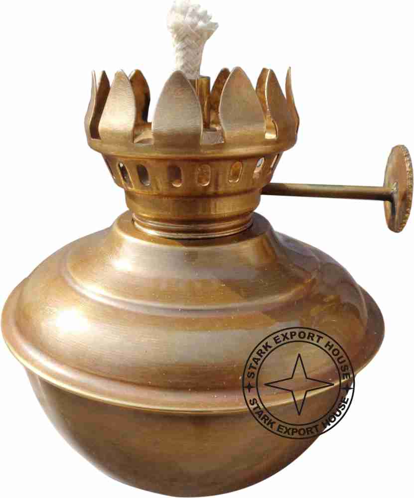 Buy Antique Brass Table Lantern Glass Oil Lamp Home Decoration Best for  Gift (6 Inches) Online at Low Prices in India 