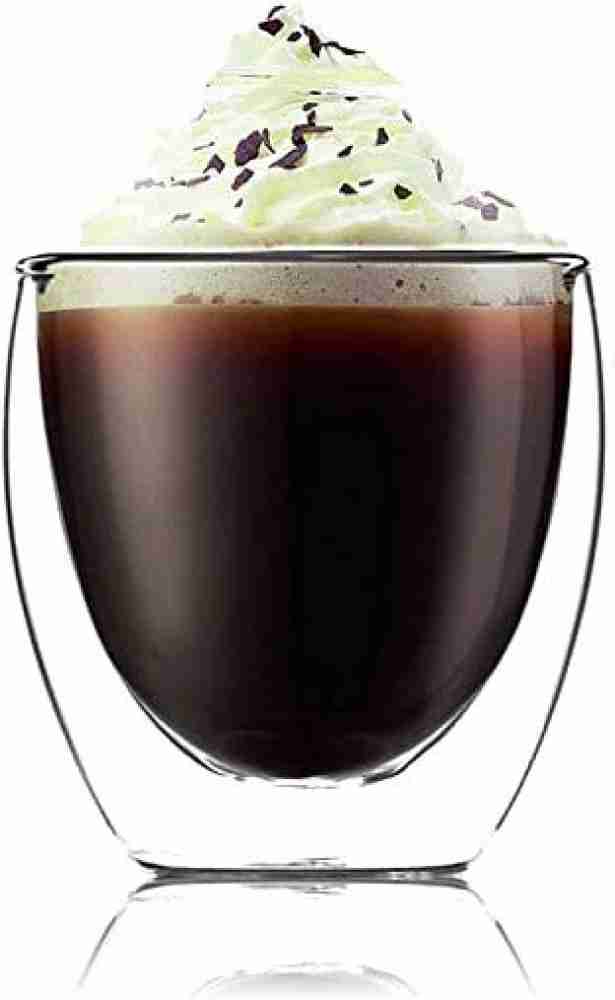 Krivat Irish Glass Coffee Mugs, 300ml Set Of 6 Irish Latte Cups