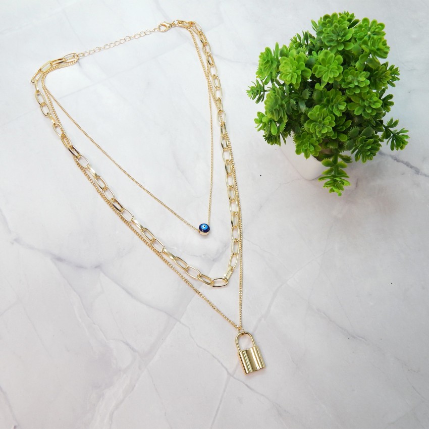 Trendy Gold Plated Four Layered Necklace –