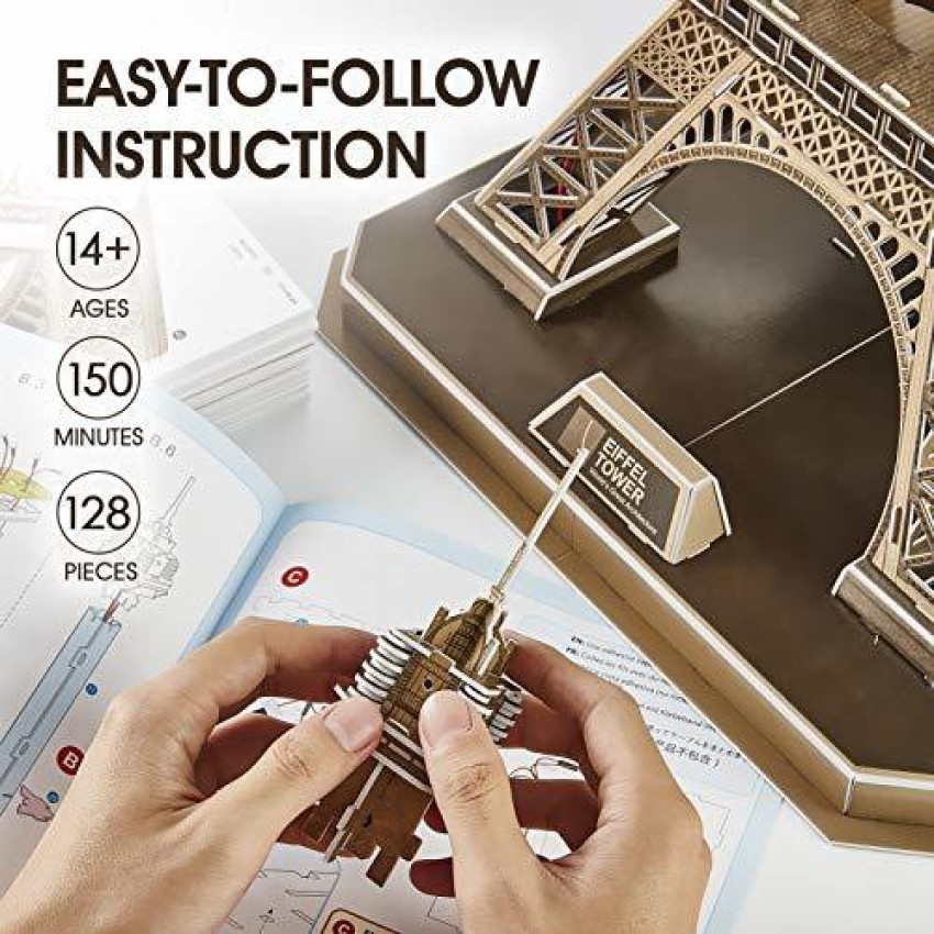 Cubicfun 3D Puzzle for Adults Eiffel Tower with Shining LED Lights