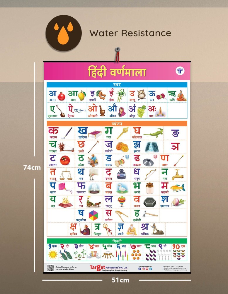 Kids Learning Wall Chart | English Alphabet And Hindi Alphabet