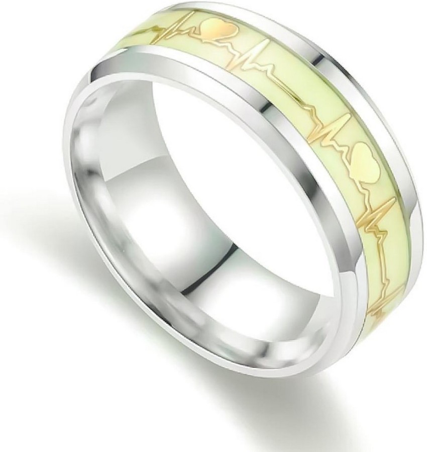 1pc New Fashionable Golden Platinum Simple Stainless Steel Ring