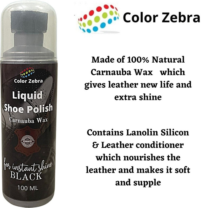 Color Zebra Liquid Shoe Polish Color Black Pack of 2 x 100 ML