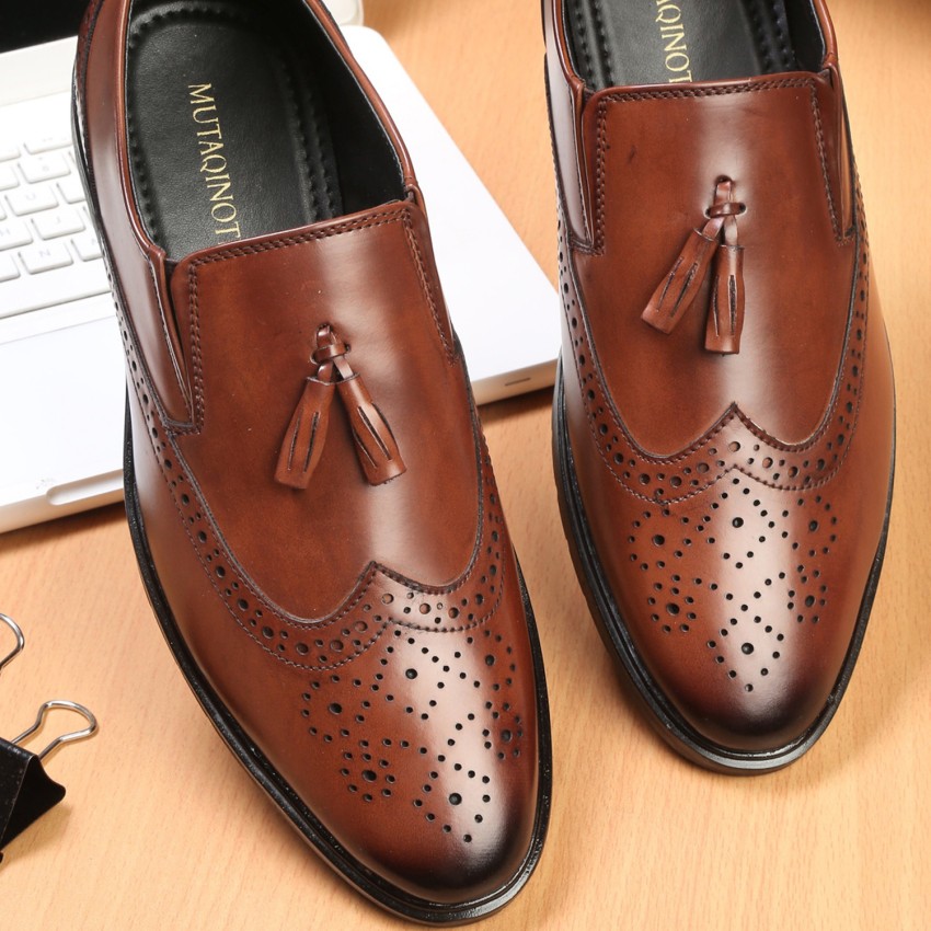 MUTAQINOTI Brown Luxury Leather Shoe Style for Men's Loafers For Men - Buy  MUTAQINOTI Brown Luxury Leather Shoe Style for Men's Loafers For Men Online  at Best Price - Shop Online for