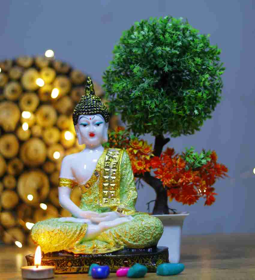 Flipkart Perfect Homes Beautiful Meditating Lord Buddha with Two Artificial  Plant Decorative Showpiece - 23 cm Price in India - Buy Flipkart Perfect  Homes Beautiful Meditating Lord Buddha with Two Artificial Plant