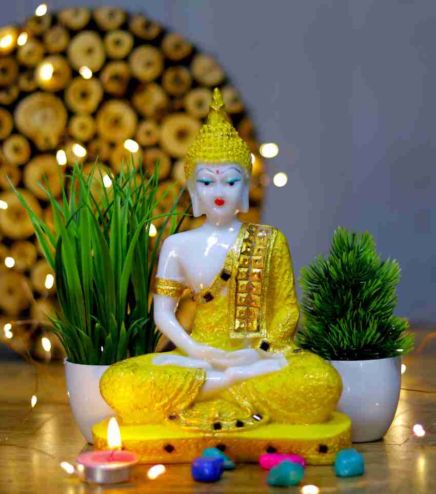 Flipkart Perfect Homes Beautiful Meditating Lord Buddha with Two Artificial  Plant Decorative Showpiece - 23 cm Price in India - Buy Flipkart Perfect  Homes Beautiful Meditating Lord Buddha with Two Artificial Plant