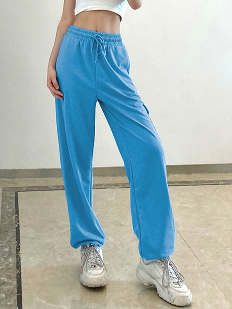 Urbanic Solid Women Blue Track Pants - Buy Urbanic Solid Women Blue Track  Pants Online at Best Prices in India