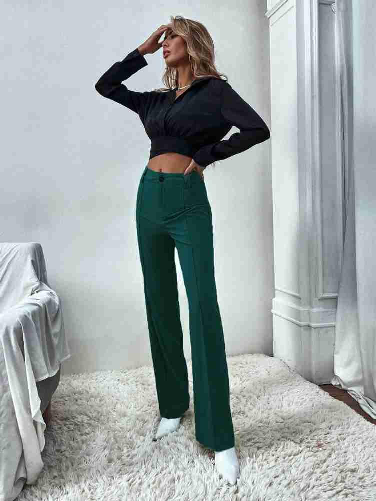 LASTINCH Regular Fit Women Dark Green Trousers - Buy LASTINCH Regular Fit  Women Dark Green Trousers Online at Best Prices in India