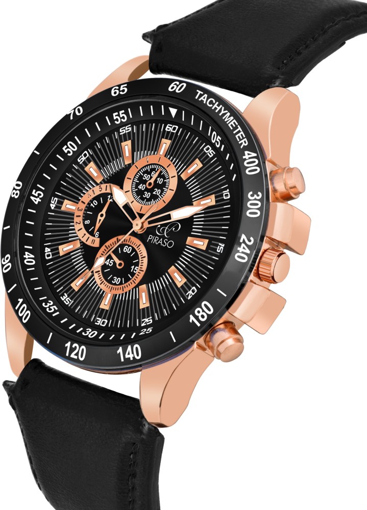 Rose Gold Black Mens Watch