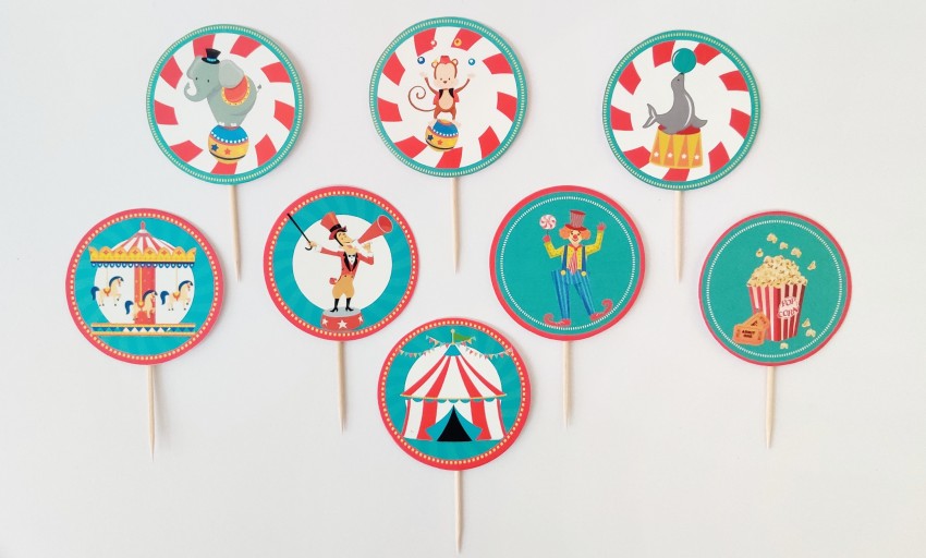 Circus Tent Cake toppers / Circus Animal / Patel Circus Theme / Bright –  FABTOPPERS