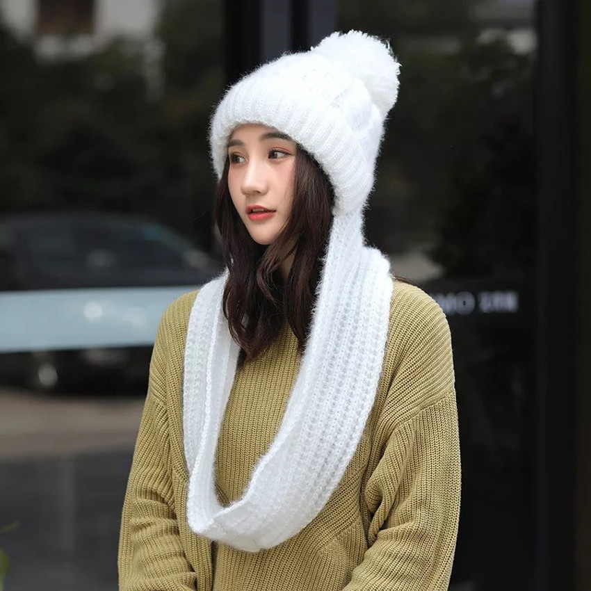 Women's hat on sale with scarf attached