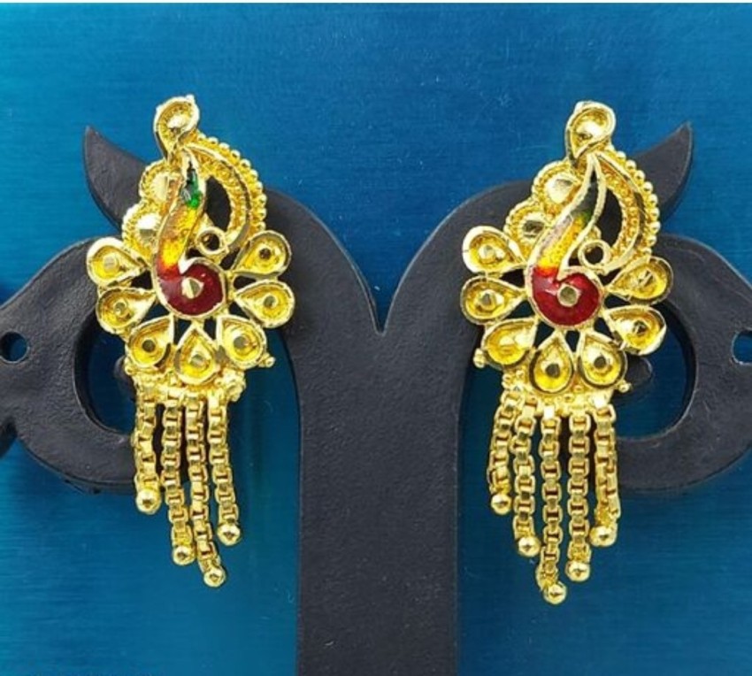 VFJ Traditional 1 One Gram Gold Plated alloy Clip on fancy Drop Bali Earring  Drops  Danglers Earring Earring for Women and Girls