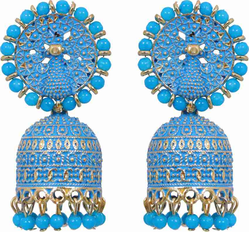 Peacock Blue Piece Earring Riana By Shikha Jindal-, 43% OFF