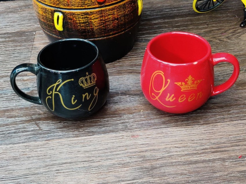 Hujai King & Queen Ceramic Coffee Couple Cup Set Red & Black Best For Gifts  Ceramic Coffee Mug Price in India - Buy Hujai King & Queen Ceramic Coffee  Couple Cup Set