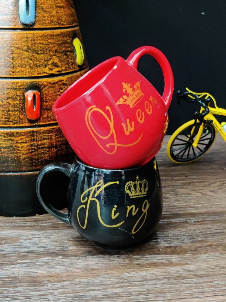 Hujai King & Queen Ceramic Coffee Couple Cup Set Red & Black Best For Gifts  Ceramic Coffee Mug Price in India - Buy Hujai King & Queen Ceramic Coffee  Couple Cup Set