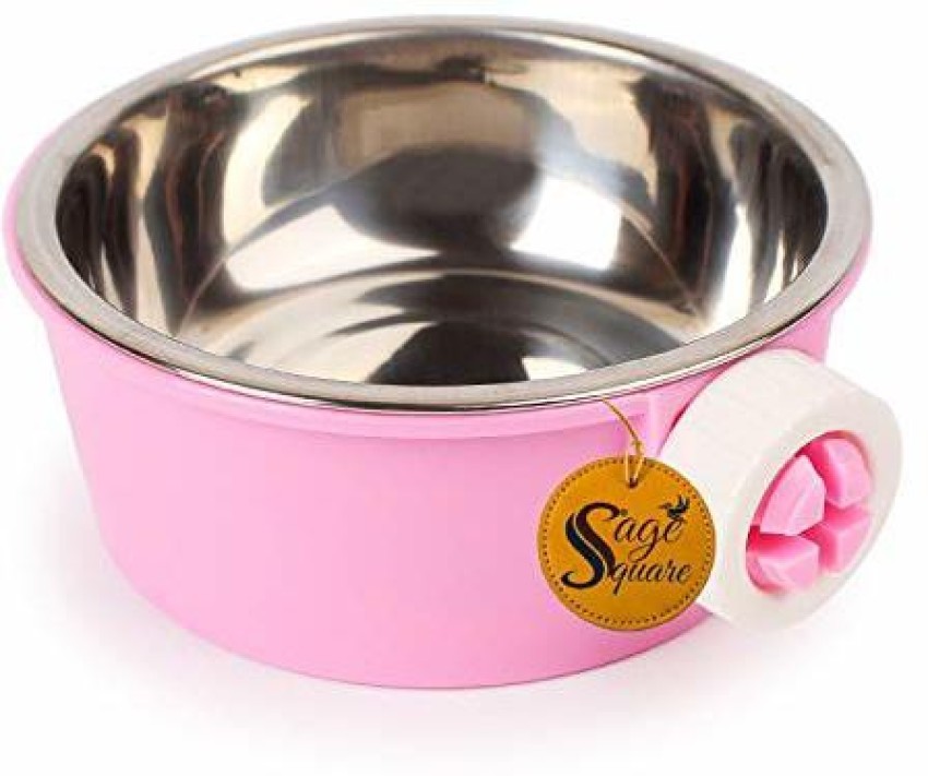Stainless Steel Hanging Pet Bowls for Dogs Cats Puppies Food and Water  Bowls Feeder Dish with Hook for Kennel Crate Cage(M)