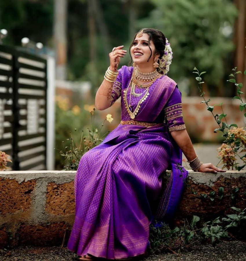 Purple hot sale wedding saree