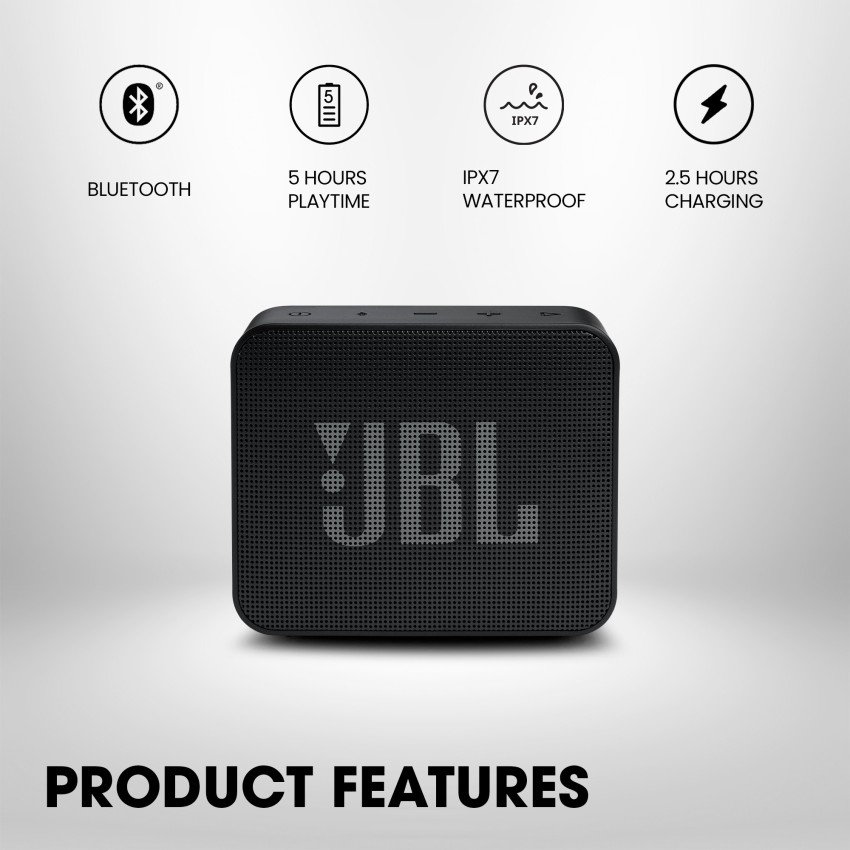 JBL JBLGOESBLK Go Essential Waterproof IPX7 Portable Bluetooth Speaker -  Black