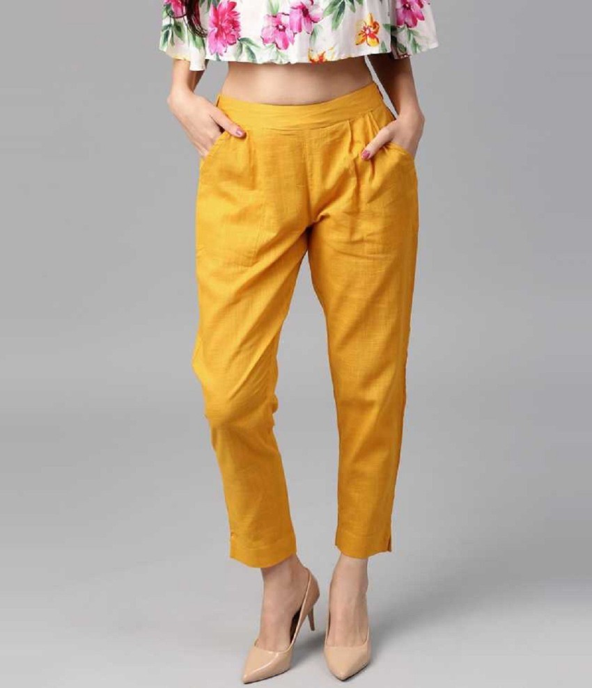 Zara Fasion Regular Fit Women Yellow Trousers - Buy Zara Fasion Regular Fit  Women Yellow Trousers Online at Best Prices in India