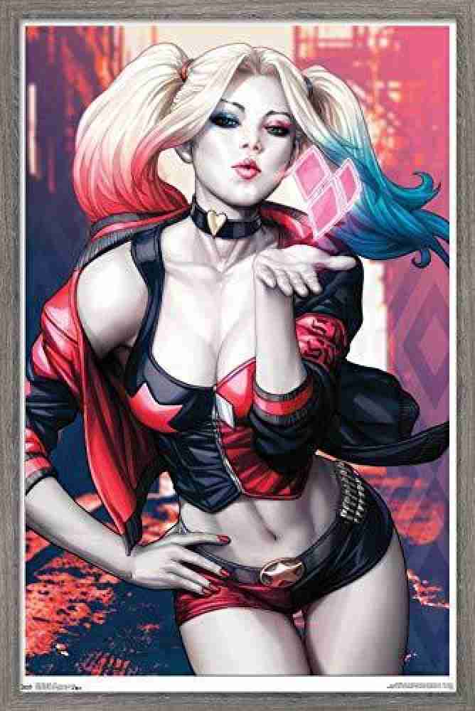 Harley Quinn-Kiss Wall Poster, 14.725 x 22.375, Barnwood Framed Version  Fine Art Print - Comics posters in India - Buy art, film, design, movie,  music, nature and educational paintings/wallpapers at