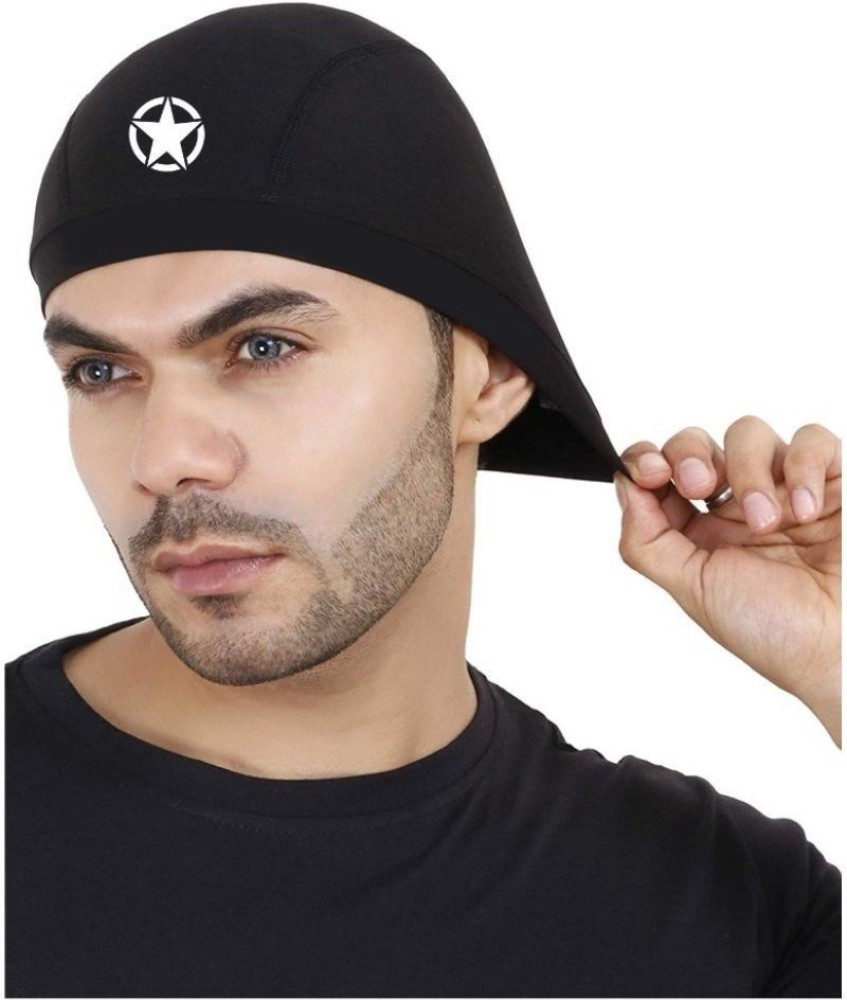 Autyle Black Helmet Skull Cap For Men & Women
