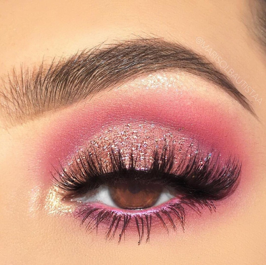 White top pink eyeshadow