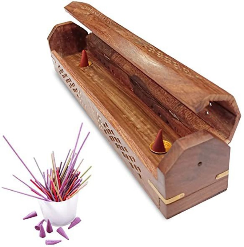 CRAFTS CARTS Wooden Agarbatti Incense Stick Box Holder SET OF 1